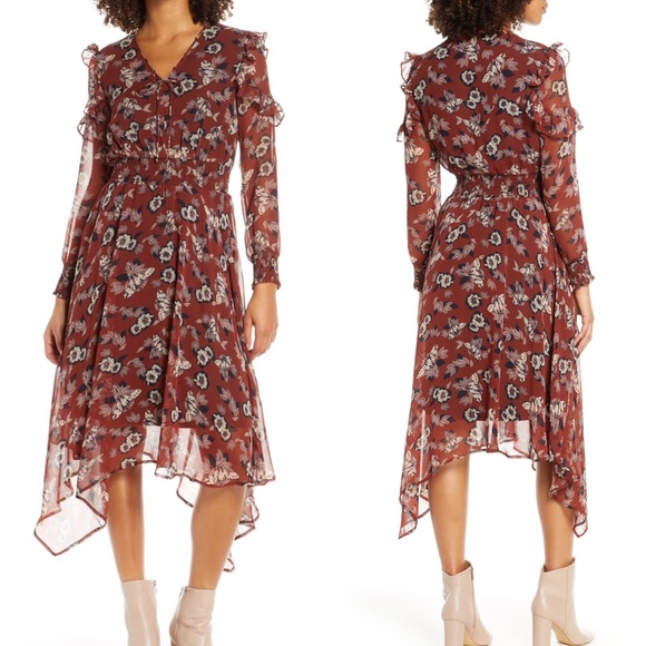 Sam Edelman Fanciful Flower Long Sleeve Dress - Picture 3 of 5